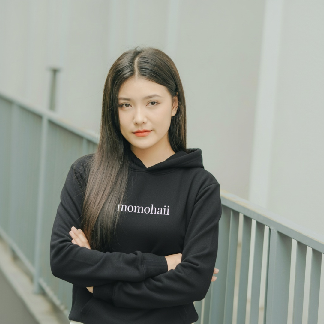 momohaii text oversized hoodie